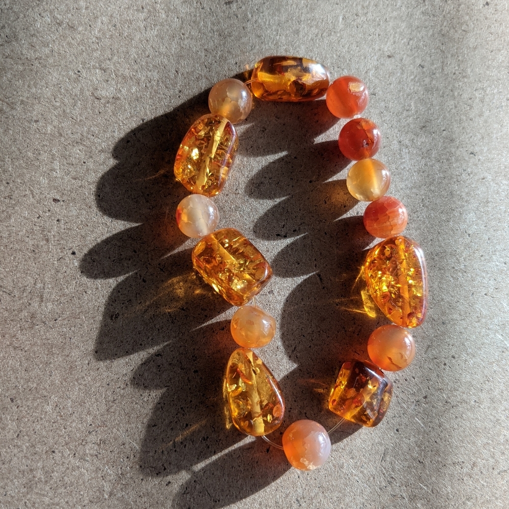 copal and sunstone beaded bracelet